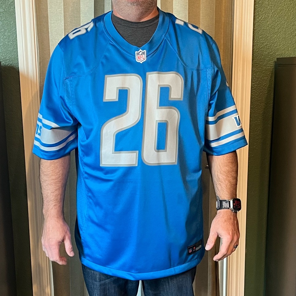 NFL 2023 Detroit Lions Blue and White Men’s Jersey (XXL)